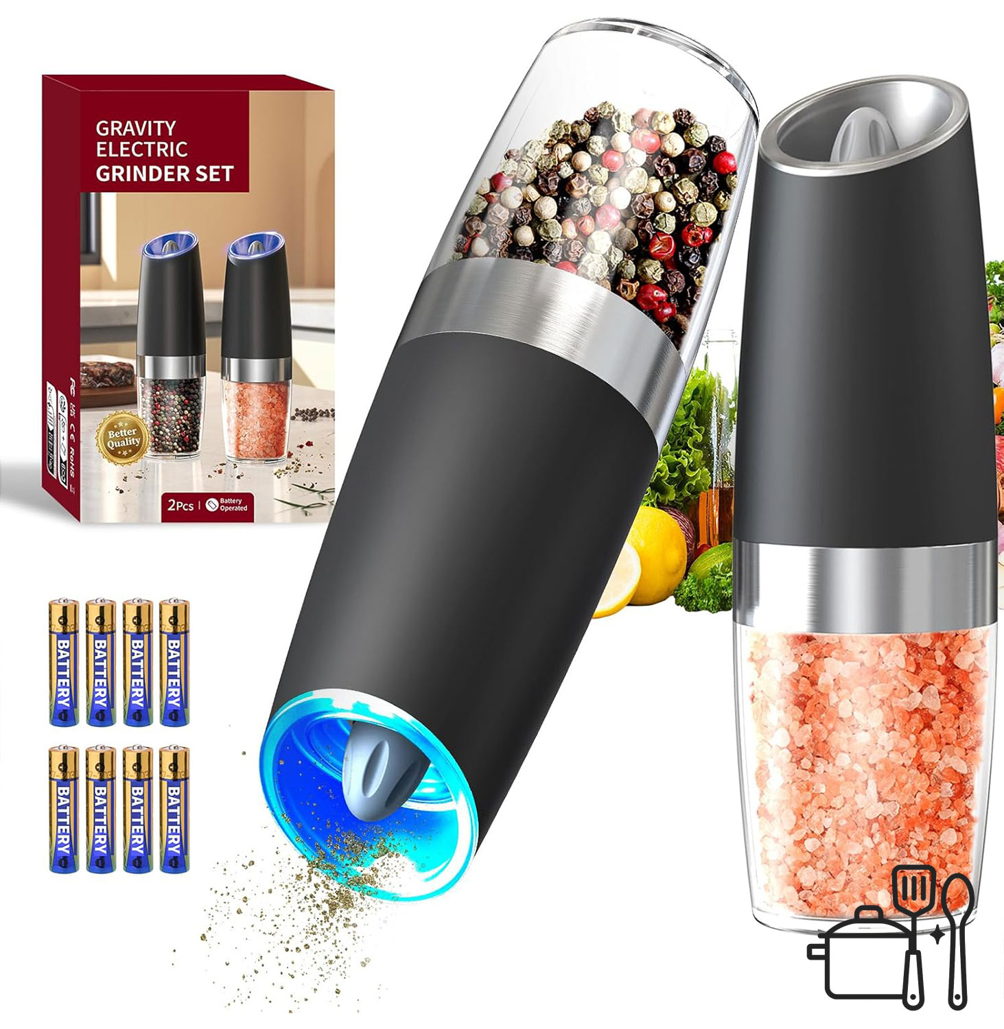 grinder Automatic Gravity Salt & Pepper Grinder Set - Image 1
