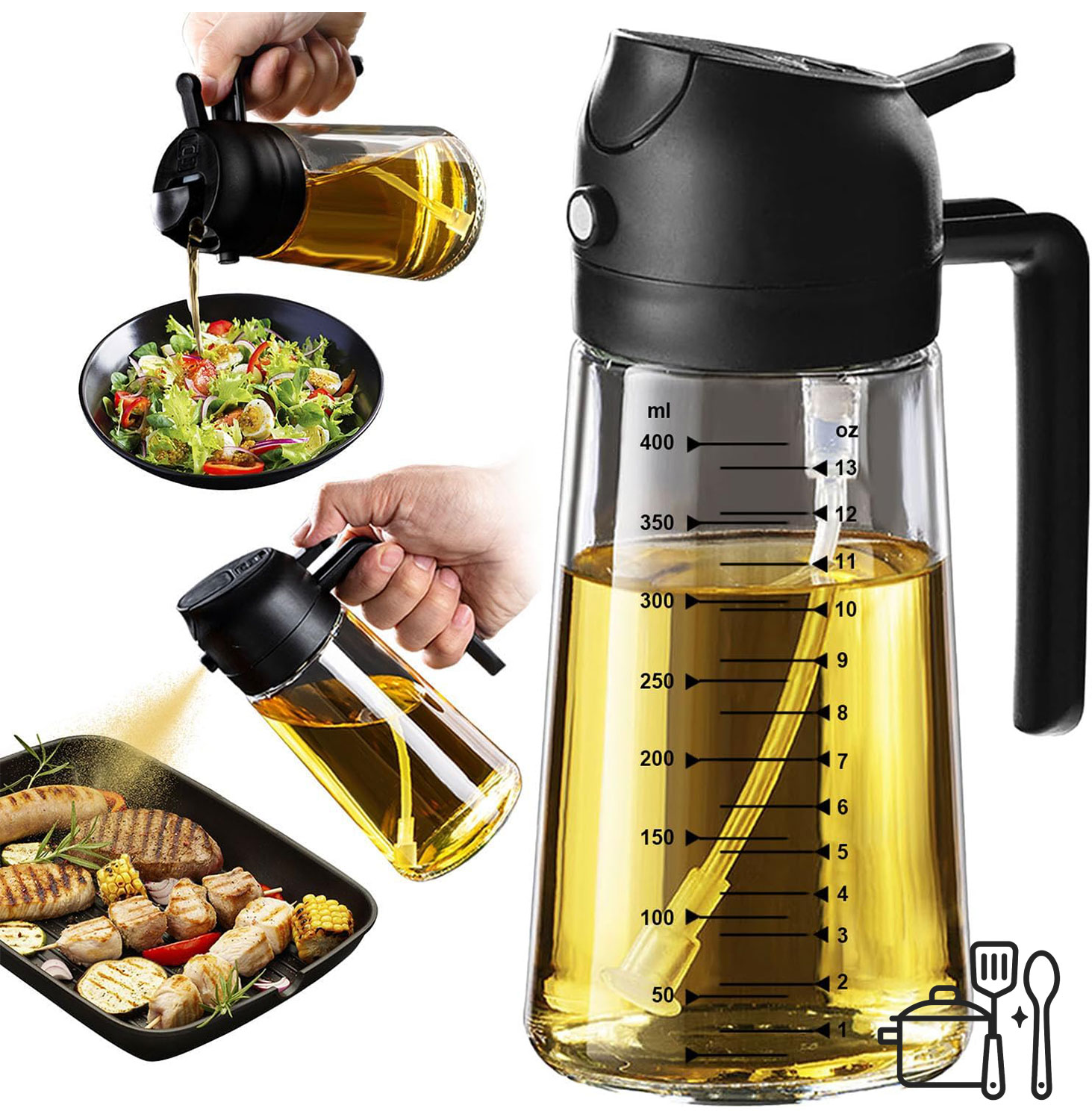 spray 16oz Glass Olive Oil Sprayer - Image 1