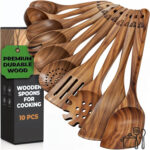 10-Piece Teak Wood Cooking Utensil Set